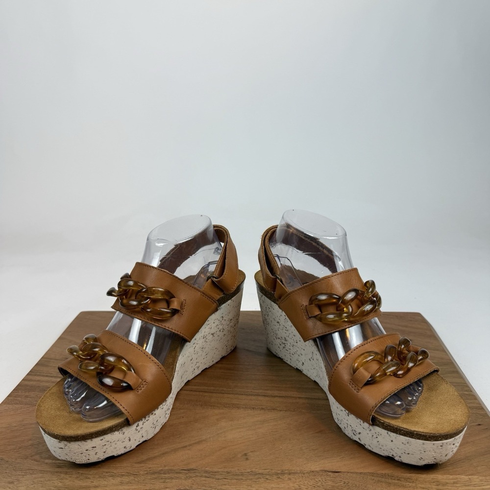 New NWOB Womens OTBT Fair Isles Wedge Leather‎ Sandals Shoes Size 9 M - Picture 3 of 8